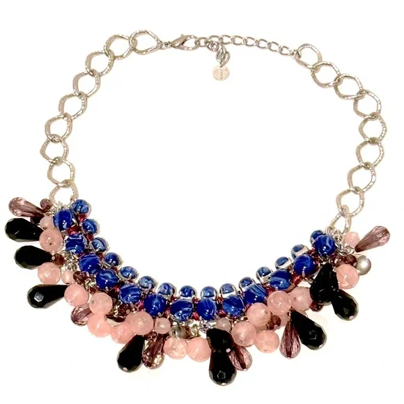 SWEET TREAT | TALBOTS Pink & Blue Bauble Beaded Statement Necklace | NWOT - Picture 7 of 7